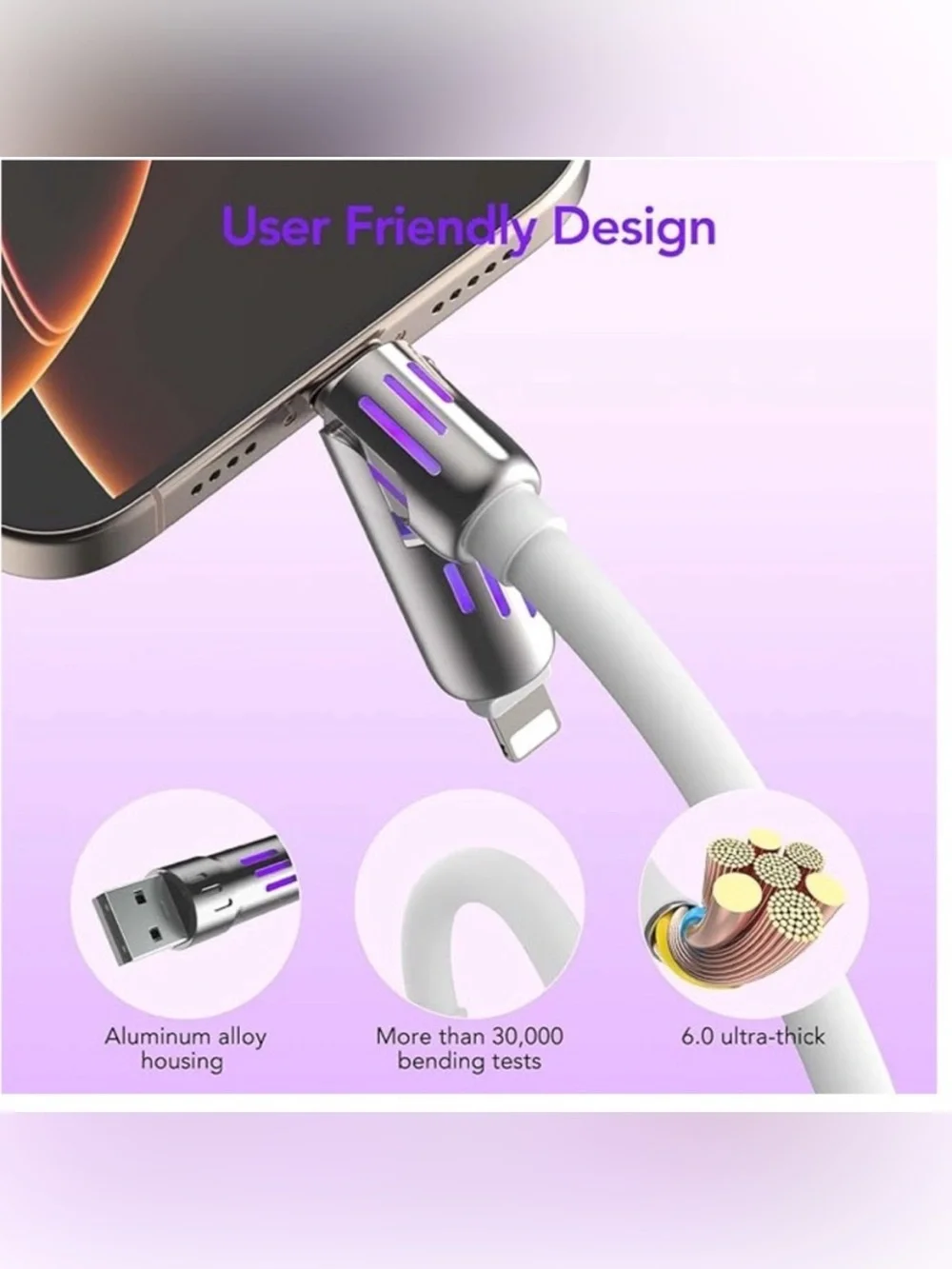 NEW 240W 2-in-2 Fast Data Cable Gray USB Charging Cable High Speed ⚡️